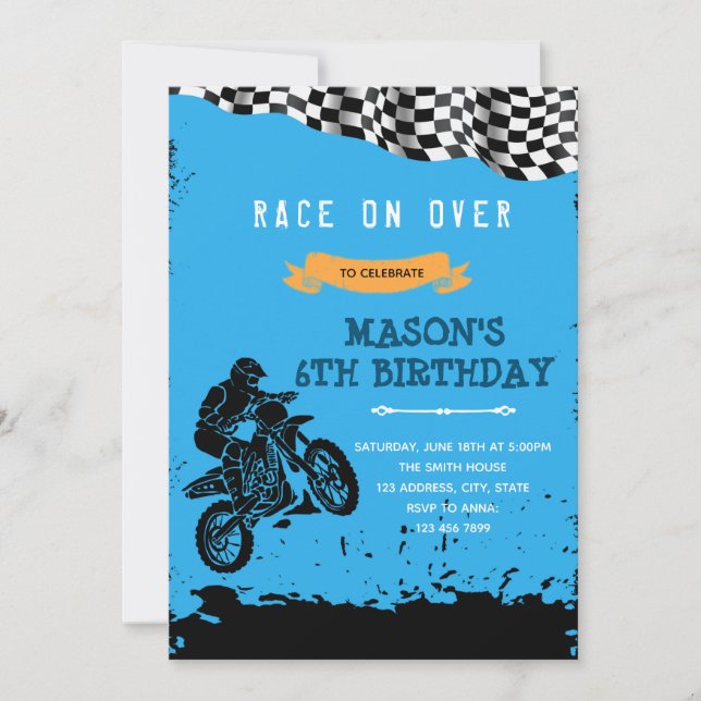 convite de aniversário de moto de trilha (Frente)