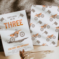 Convite de aniversário de moto laranja