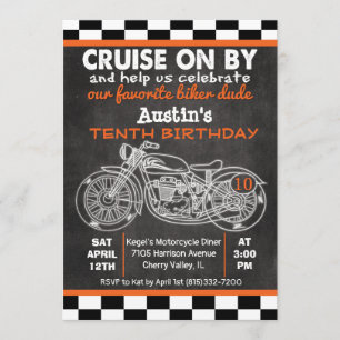 Convite de Aniversário de Motocicleta para QUALQUE