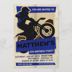 Convite de aniversário de Motocross de bicicleta 