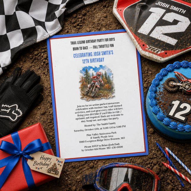Convite de Aniversário de Motocross para Meninos d (Criador carregado)