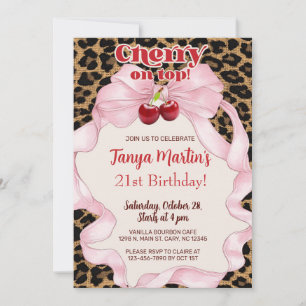 Convite de aniversário de mulher adulta Cherry On 