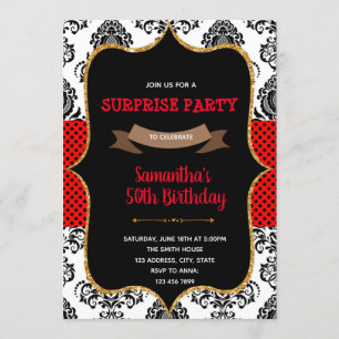 Convite de aniversário de namorados Damask