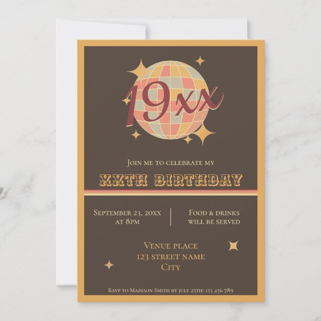 Convite de aniversário de nascimento de Vintage (Frente)