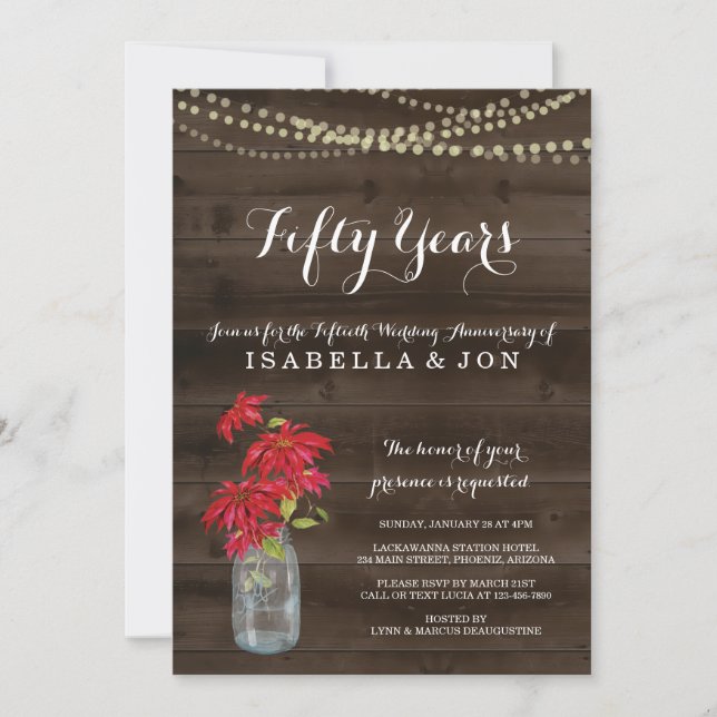 Convite de Aniversário de Natal com Poinsettia (Frente)