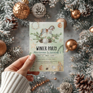 Convite de aniversário de Natal de cavalo