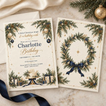 Convite de Aniversário de Natal Elegante em Azul N