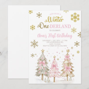 Convite de aniversário de Natal para menina Winter