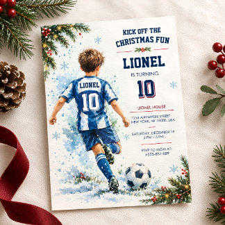 Convite de Aniversário de Natal para Menino de Fut