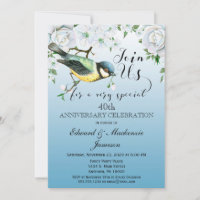Convite de Aniversário de Natureza de Pássaros Azu