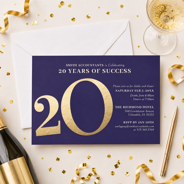 Convite de Aniversário de Negócios do 20 (Criador carregado)