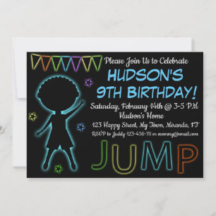 Convite de aniversário de Neon Jump