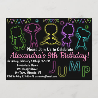 Convite de aniversário de Neon Jump