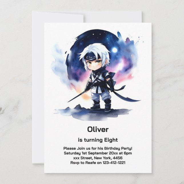 Convite de aniversário de Ninja (Frente)