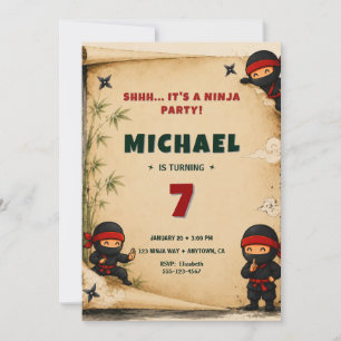 Convite de Aniversário de Ninja Fofo