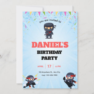 Convite de Aniversário de Ninja para Meninos,