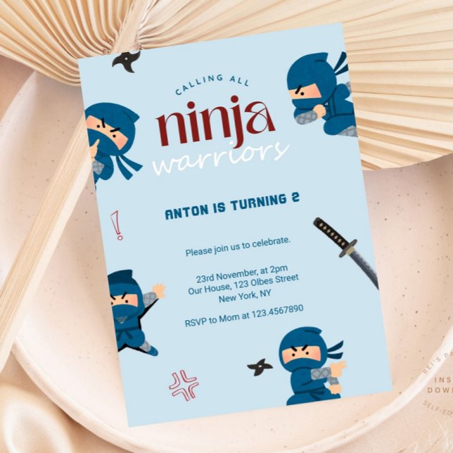 Convite de aniversário de Ninja | Partido Ninja Az (ninja birthday invitations, ninja invitations, digital ninja invitations, printed ninja party invita)