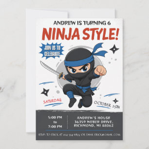 Convite de Aniversário de Ninjas Personalizado