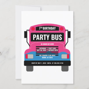 Convite de Aniversário de Ônibus de Festa