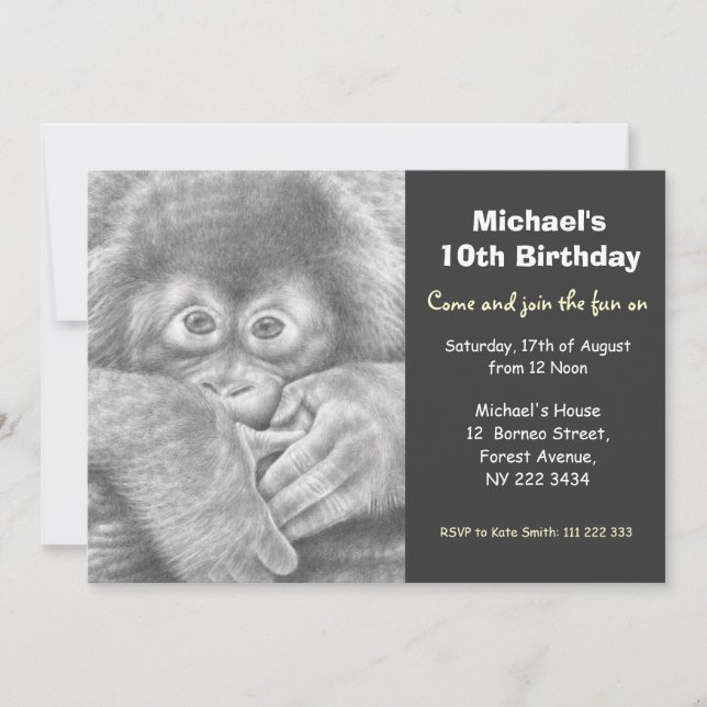 Convite de aniversário de Orangutan (Frente)