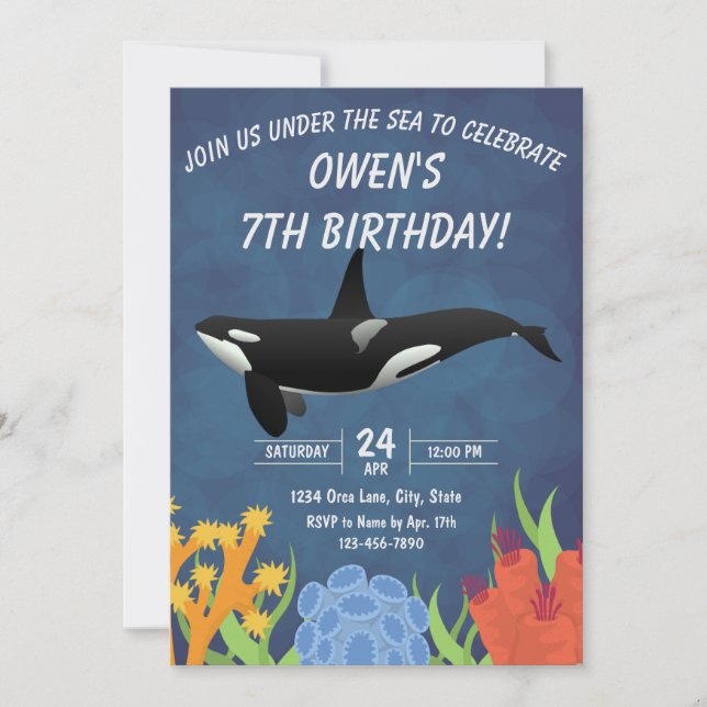 Convite de aniversário de Orca (Frente)