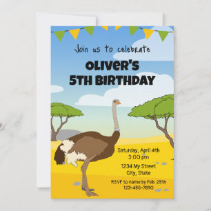 Convite de Aniversário de Ostrich