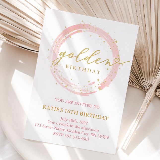 Convite de aniversário de ouro (Golden Birthday Invitation)