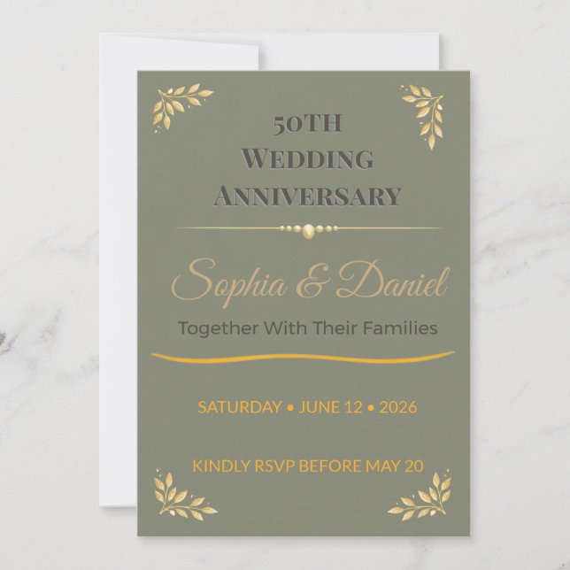 Convite de Aniversário de Ouro | Design de Amor El (Frente)