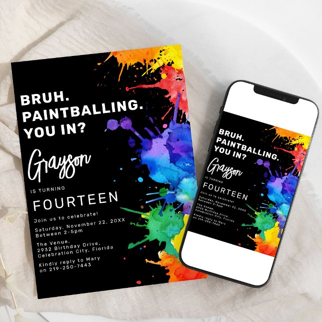 Convite de Aniversário de Paintball (Criador carregado)