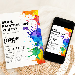Convite de Aniversário de Paintball