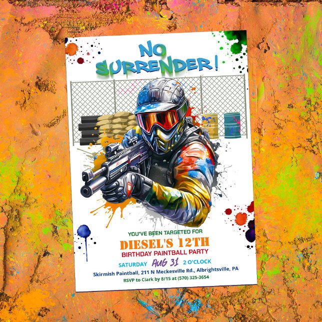 Convite de Aniversário de Paintball (Criador carregado)