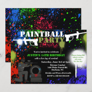 Convite de Aniversário de Paintball Afro-Americano