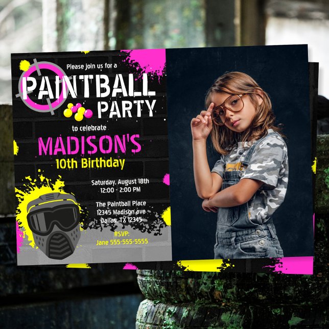 Convite de Aniversário de Paintball com Foto (Criador carregado)