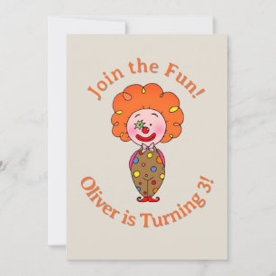 Convite de Aniversário de Palhaço de Desenho Anima