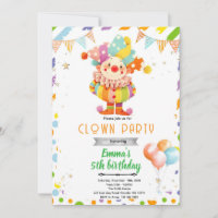 convite de aniversário de palhaço fofo