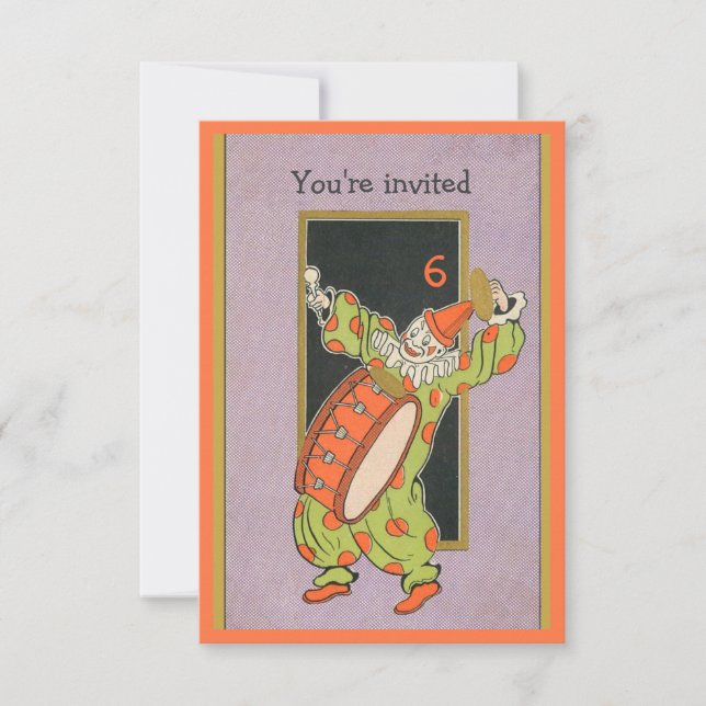 convite de aniversário de palhaço Vintage (Frente)