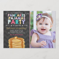 Convite de aniversário de Pancake e pijamas