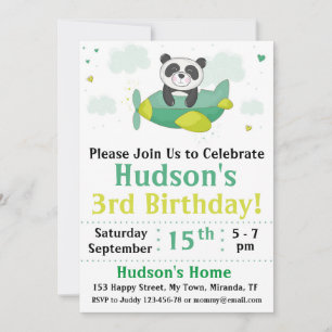 Convite de aniversário de Panda