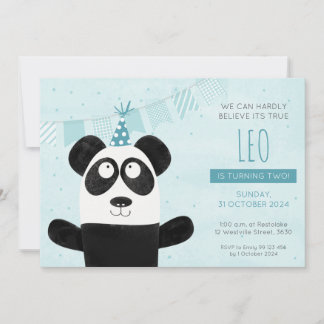 Convite de aniversário de Panda azul