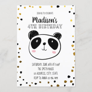 convite de aniversário de panda bonito