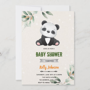 convite de aniversário de panda de chuveiro