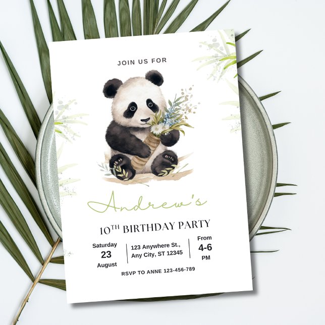 Convite de Aniversário de Panda, Festa de Aniversá (Criador carregado)