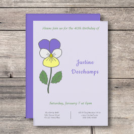 Convite de Aniversário de Pansy Selvagem Botânica