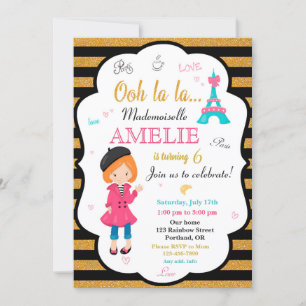 Convite de aniversário de Paris, convidada de tor
