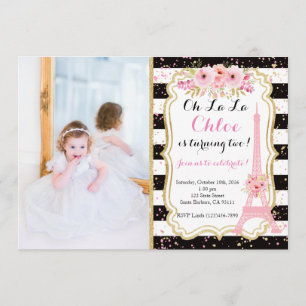 Convite de aniversário de Paris Torre Eiffel