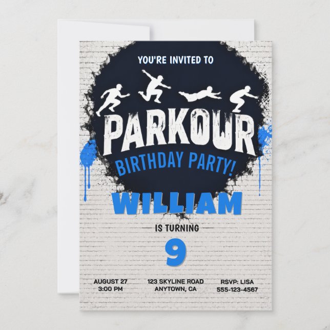 Convite de Aniversário de Parkour (Frente)