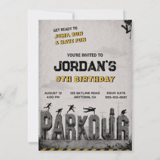 Convite de Aniversário de Parkour em Trampolim