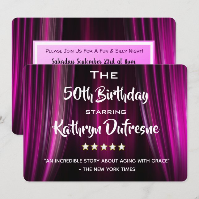 Convite de aniversário de Paródia de Filmes Divert (Frente/Verso)