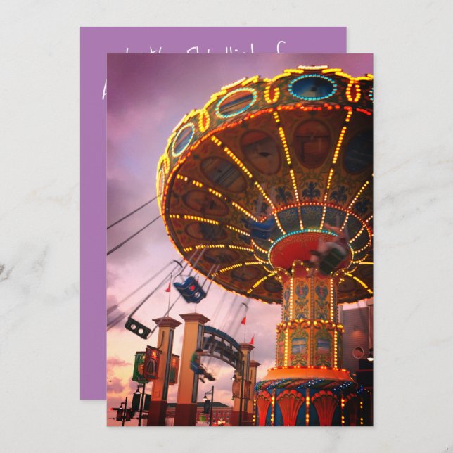 Convite de aniversário de parque de temas de diver (Frente/Verso)