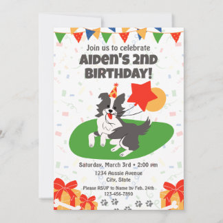 Convite de aniversário de pastor australiano